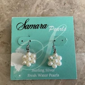 NWT SAMARA freshwater pearls flower earrings